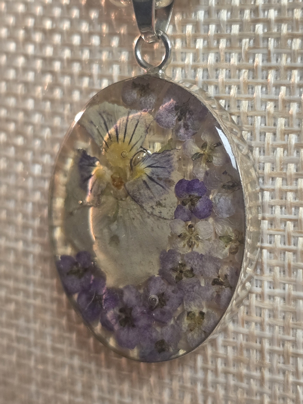 Handcrafted Purple Floral Resin Pendant